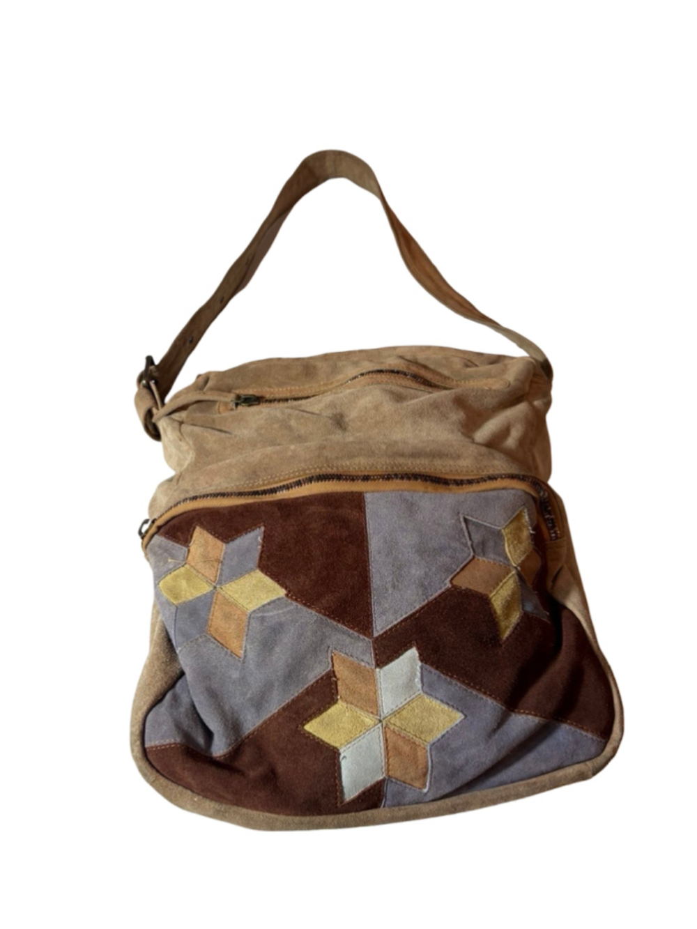 We The Free Suede Leather Patchwork Hobo Bag Boho Y2K Shoulder Purse